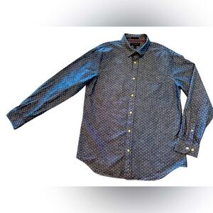 Banana Republic Slim Fit Size L Men's Denim Blue w/ White Long Sleeve Shirt